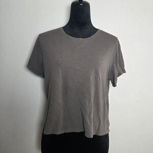 Athleta Cropped Active Cotton Lightweight Top Olive Green Size L
